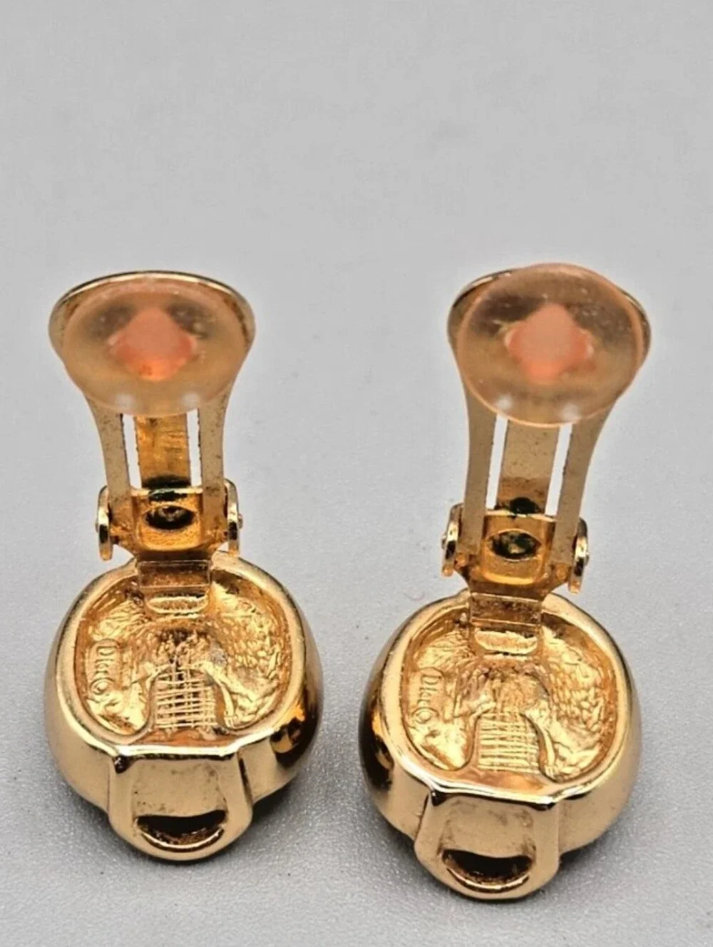 Christian Dior Vtg Gold Tone Crystal Clip On Earrings/ Gorgeous